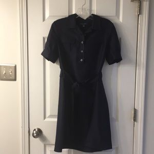 Mid length silk dress with tie waste